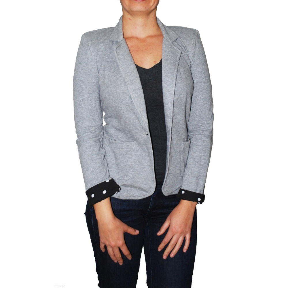 Fire Juniors Cuffed Sleeve One Button Blazer Grey